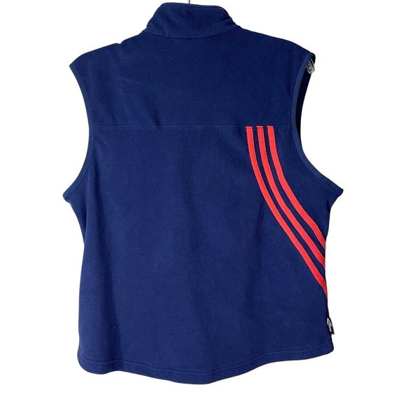 ADIDAS Women’s Fleece Vest Navy with Red Adidas Stripes Full Zip Size M - Picture 2 of 12